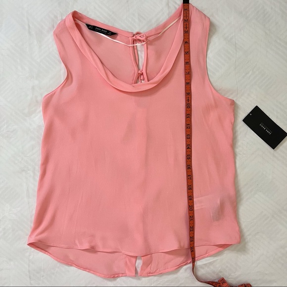 NWT Zara Back Buttons Sleeveless Scoop Neck Watermelon Pink Top Size Small - Picture 10 of 11